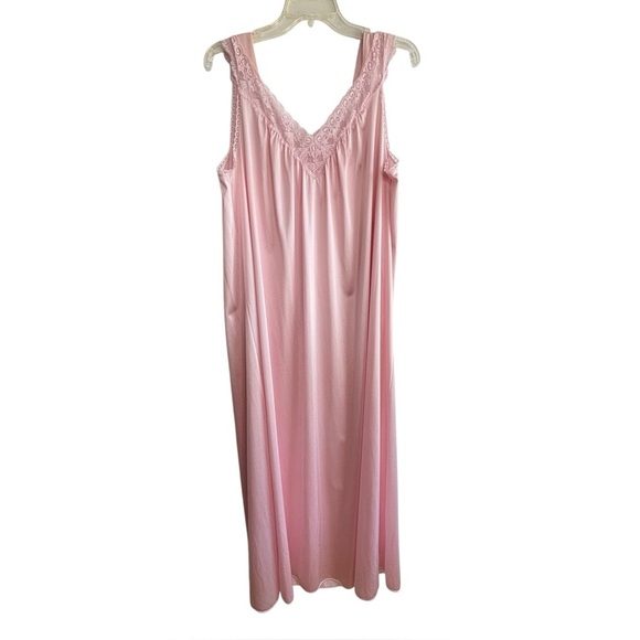 Vintage Vanity Fair Nightgown Womens Large Pink Feminine Lace Modest Made in USA - Picture 1 of 16